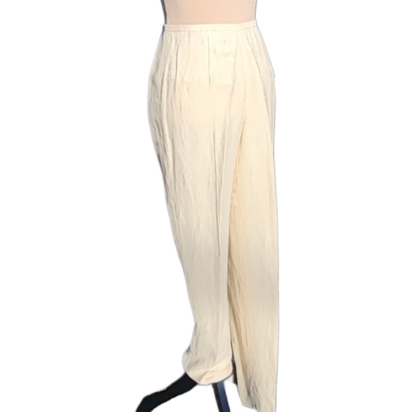 Dana Buchman. Vintage, Cream Silk & Linen Blend pants. Size: 4 - Picture 1 of 11